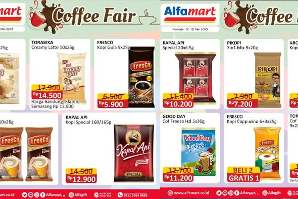 Promo Coffee Fair Alfamart Hari Ini Rabu 3 Mei 2023: Diskon Murah Kapal Api, ABC Hingga Good Day