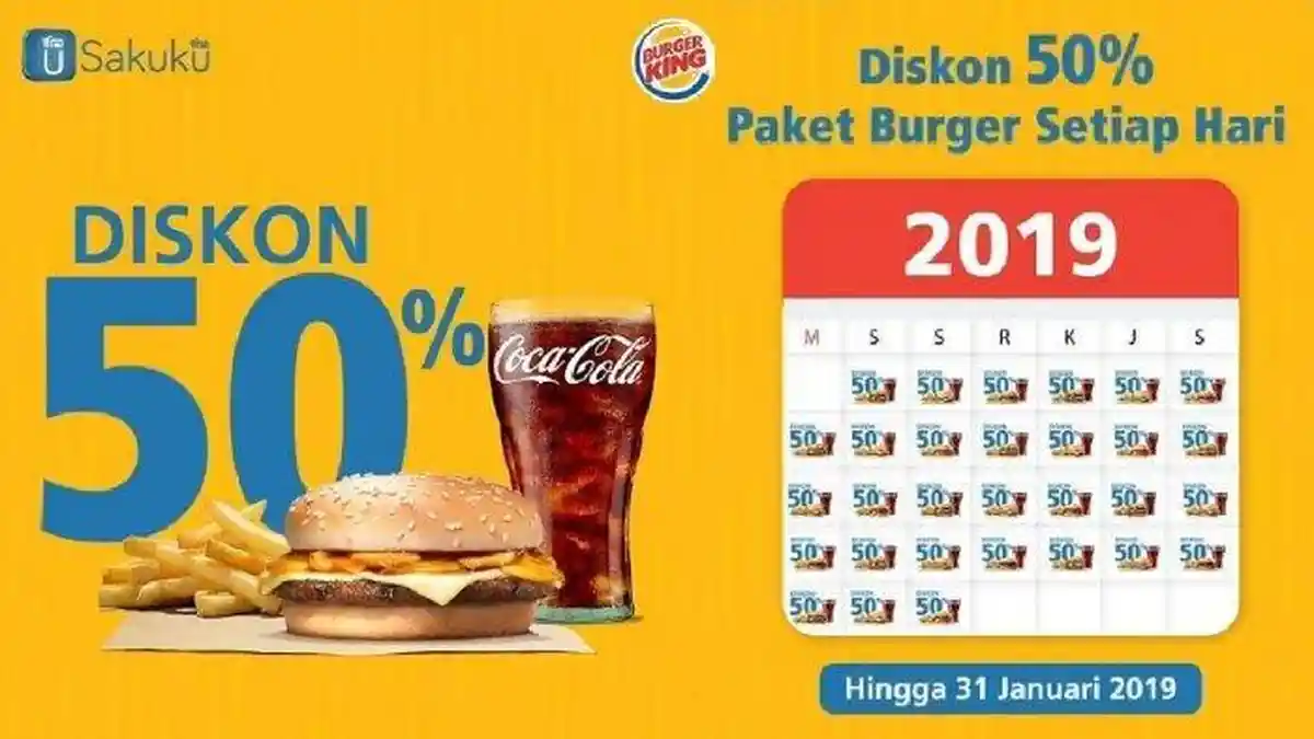 Promo Burger King - Diskon 50% Hingga Akhir Januari Setiap Hari, Lihat Syarat dan Ketentuannya