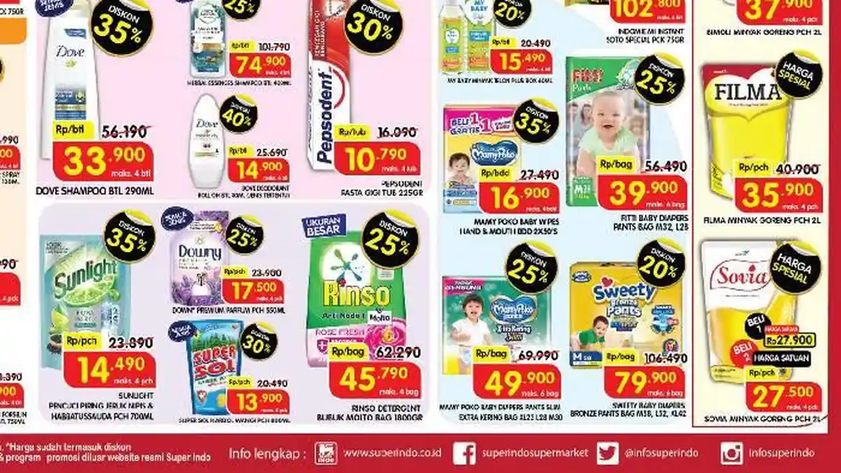 KATALOG Promo Superindo 8 September 2022: Rinso Besar Diskon, Minyak Goreng Sovia 2L Rp27.500