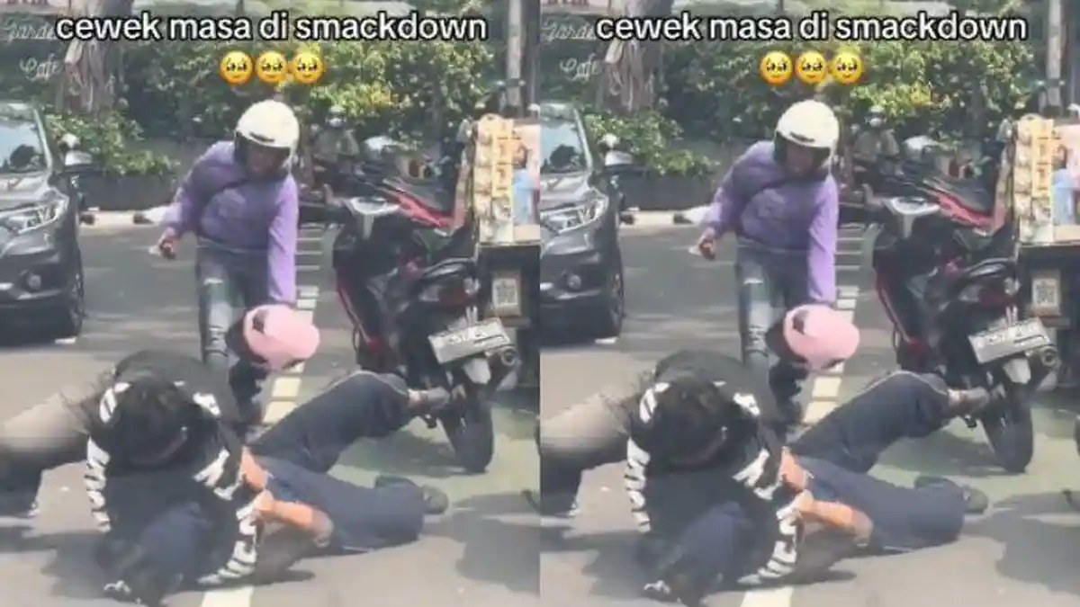 Viral Video Pria "Smackdown" Wanita di Kebayoran Baru Jaksel, Sempat Banting Helm, Ini Kata Polisi