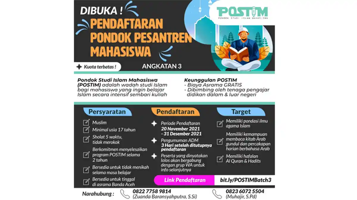 Pondok Pesantren Mahasiswa Banda Aceh Buka Penerimaan Baru