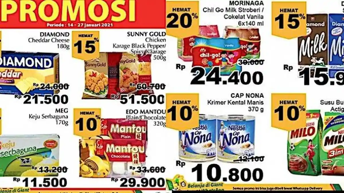 Hari Terakhir Promo Giant Periode 15-21 Januari 2021, Buah Susu Cake Gula Beras Minyak Detergen