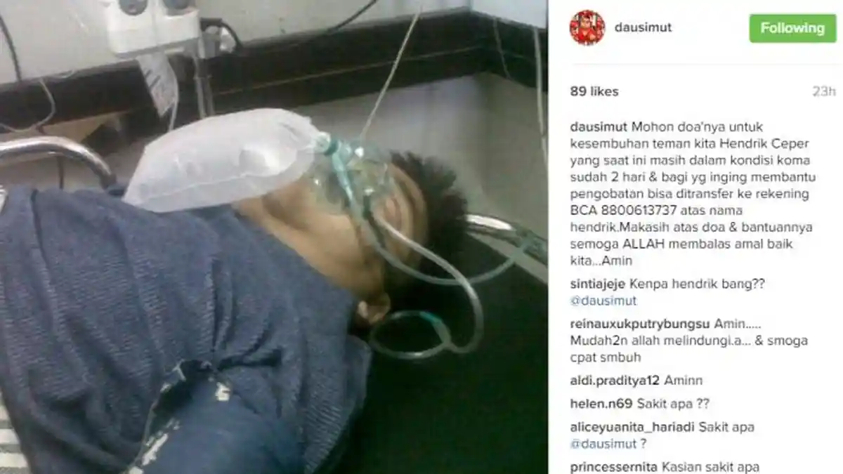 Begini Kondisi Komedian Hendrik Ceper, Daus Mini Galang Bantuan Lewat Instagram