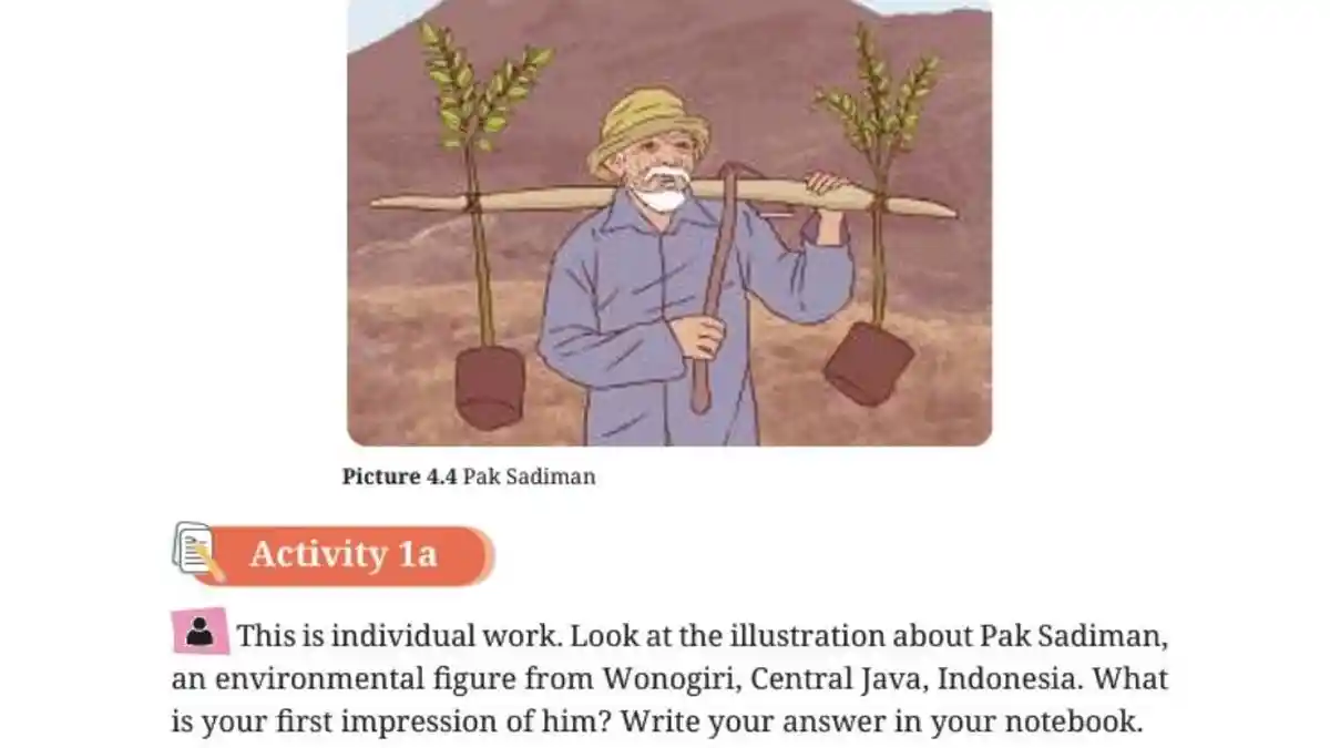 Kunci Jawaban Bahasa Inggris Kelas 11 Halaman 146 Kurikulum Merdeka, Activity 1a: Pak Sadiman
