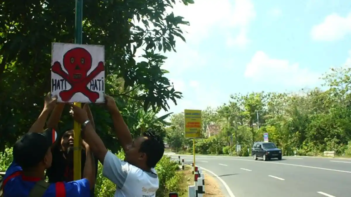 Rambu Peringatan Unik Kreasi Pemuda Giripeni - Tribunjogja.com