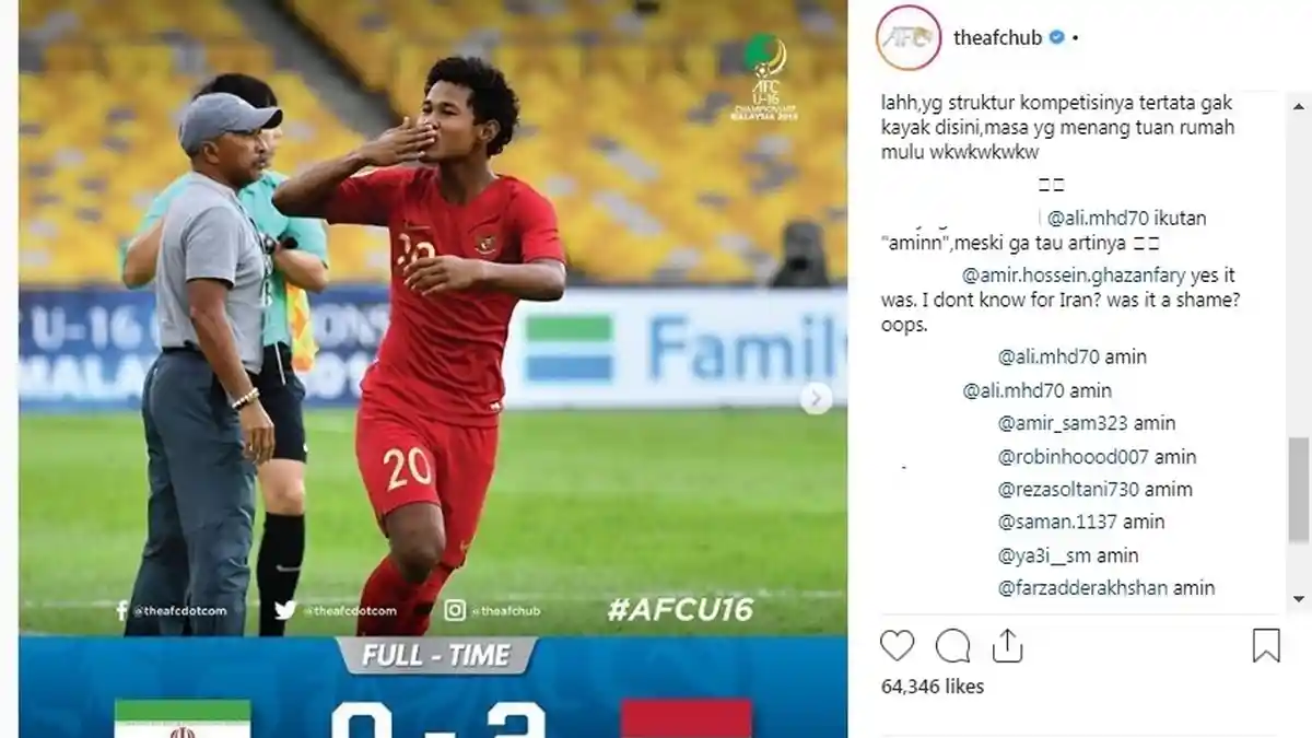 Netizen Iran Komentari Hasil Pertandingan Piala Asia U-16, Netizen Indonesia: Amin, Amin
