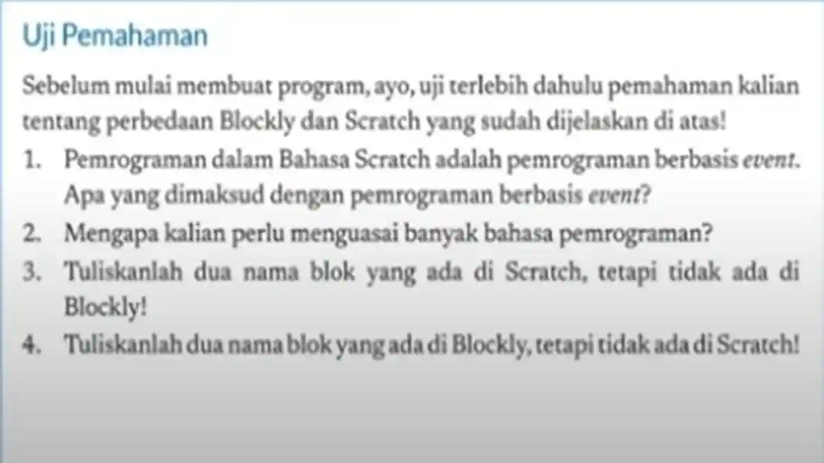 Kunci Jawaban Informatika Kelas 9 Halaman 78, Uji Pemahaman Bab 7 Algoritma dan Pemrograman