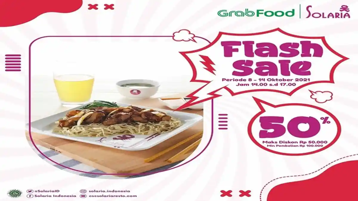 Promo Solaria hingga 14 Oktober 2021, Diskon 50 Persen Aneka Menu, Hari ini Terakhir