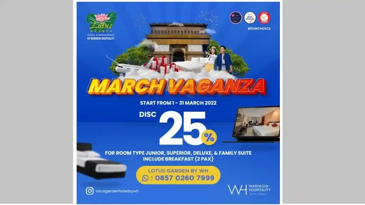 Lotus Garden Hotel Kediri Gelar March Vaganza, Diskon 25 Persen Selama Maret