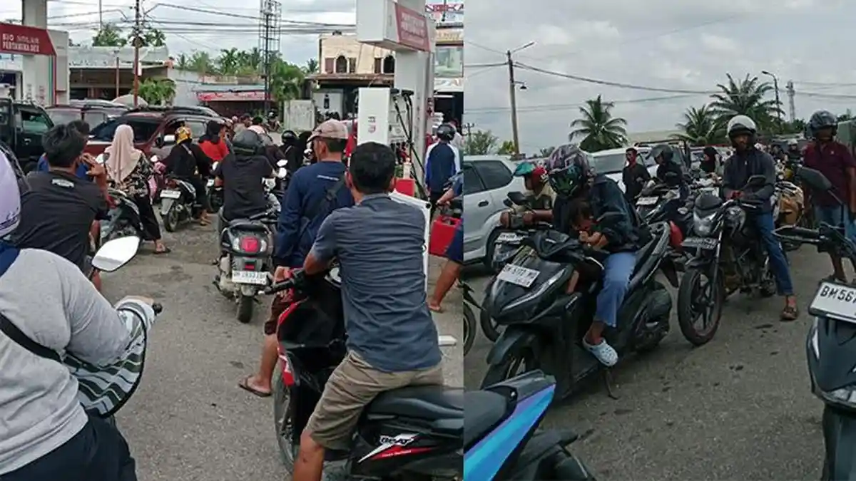 Antrian Panjang BBM di Sejumlah SPBU di Rokan Hulu