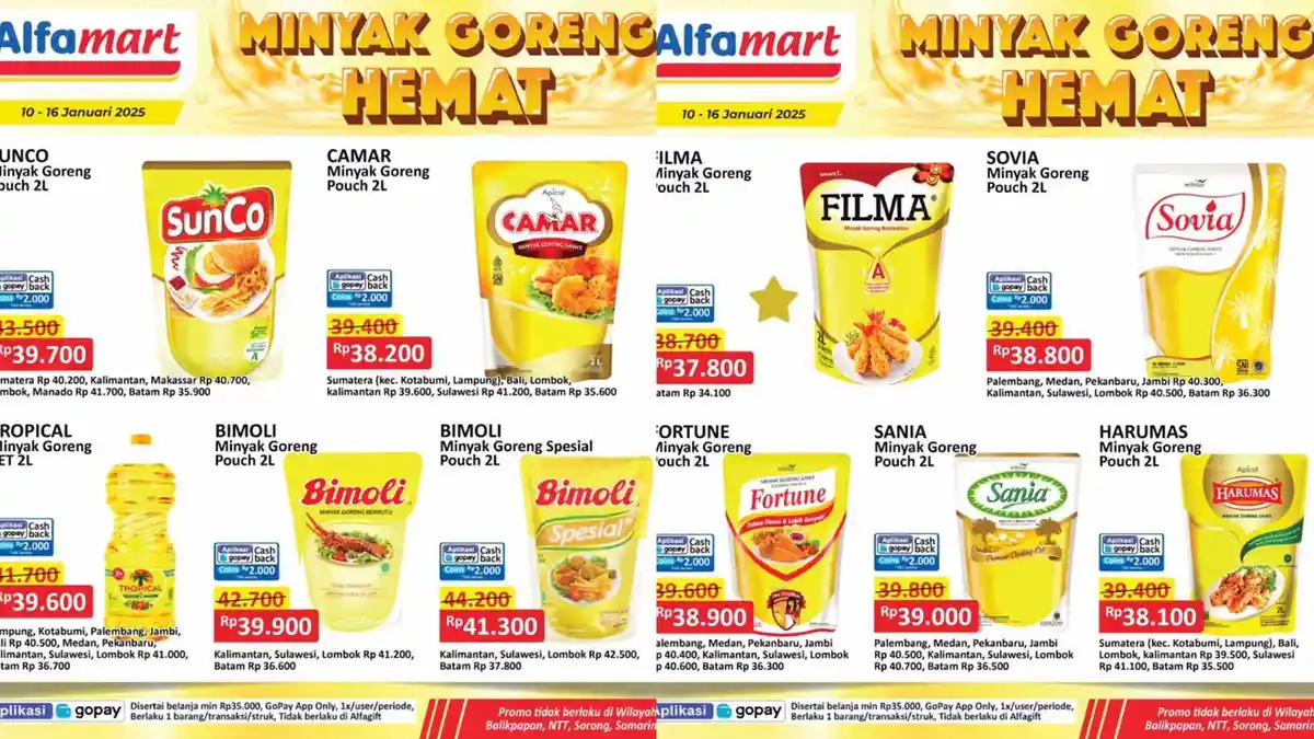 2 PROMO Termurah di Alfamart dan Indomaret 16-17 Januari, Minyak Goreng Sania dan Sovia Diskon