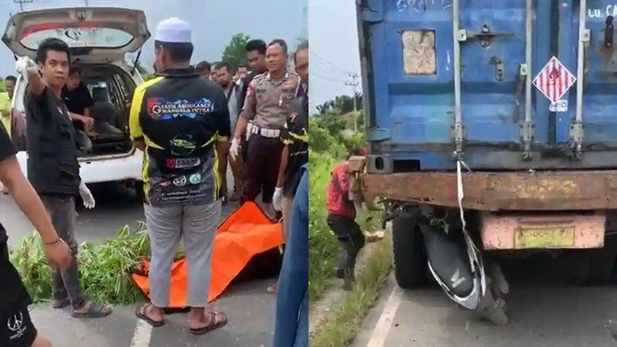 Kecelakaan Maut, Seorang Pemotor Tewas, Tabrak Truk Kontainer