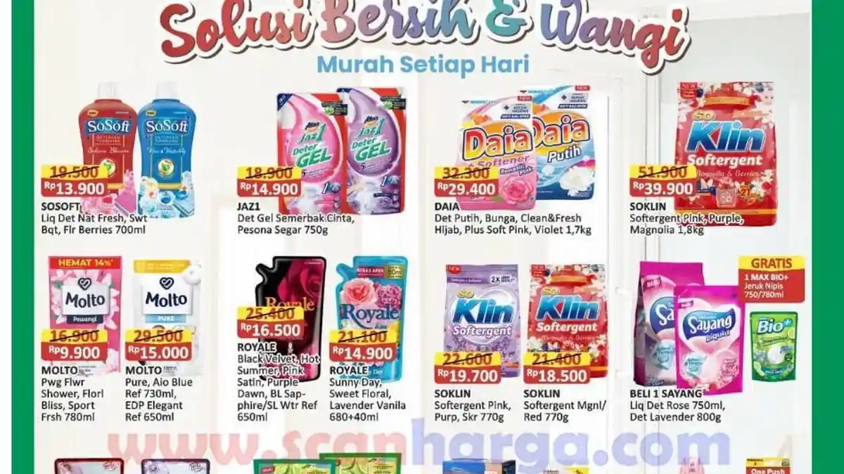 HARGA Deterjen di Alfamart dan Indomaret Hari Ini 12 Desember 2023 Extra Disc OVO: Sosoft Rp13.900