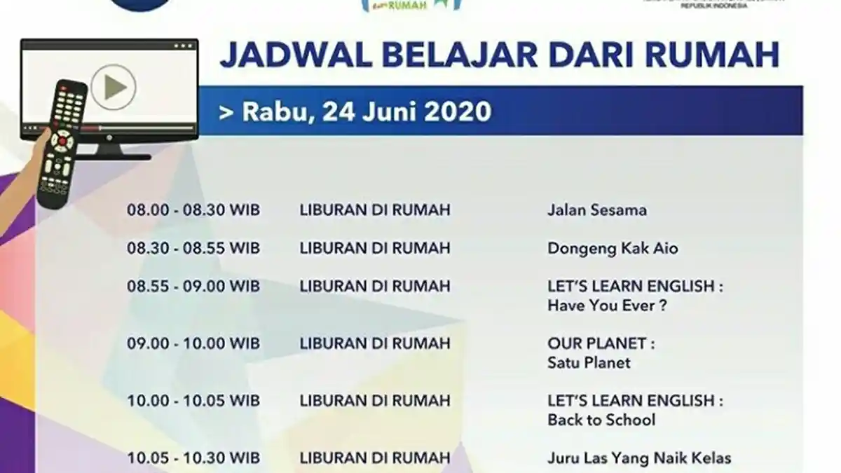 Ini Jadwal Belajar dari Rumah TVRI 24 Juni 2020, Ada Acara Our Planet: Satu Planet