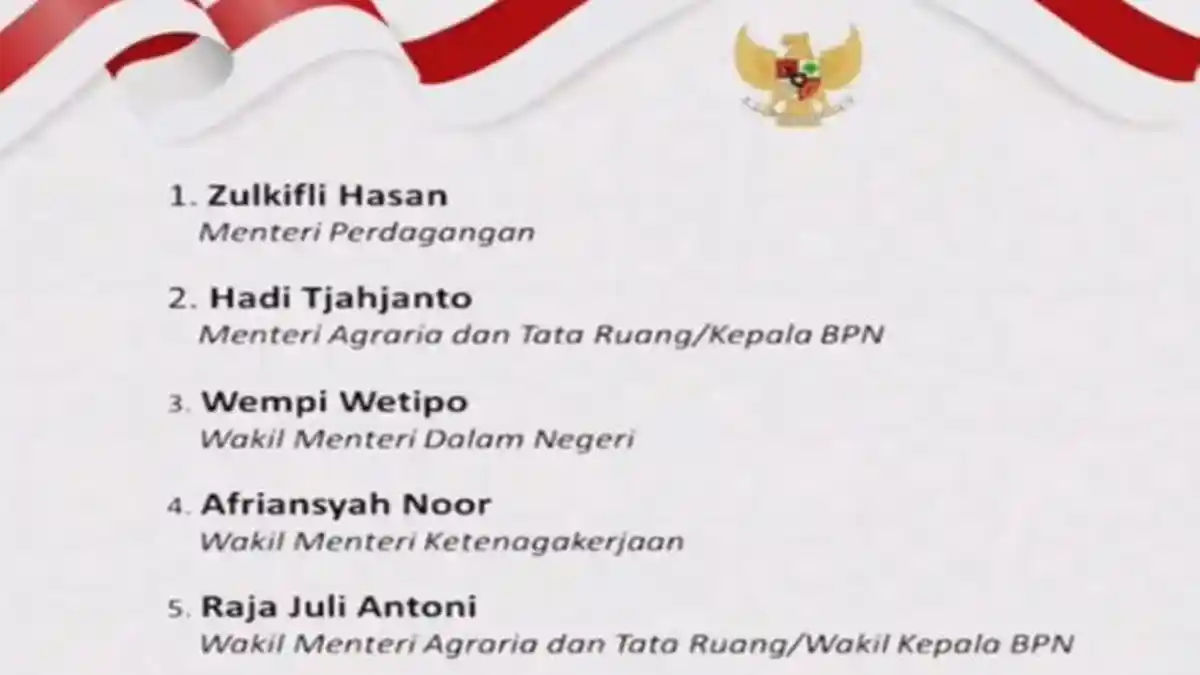Resmi, Zulhas Mendag dan Marsekal Purn Hadi Menteri ATR, 3 Wakil Menteri Ikut Dilantik