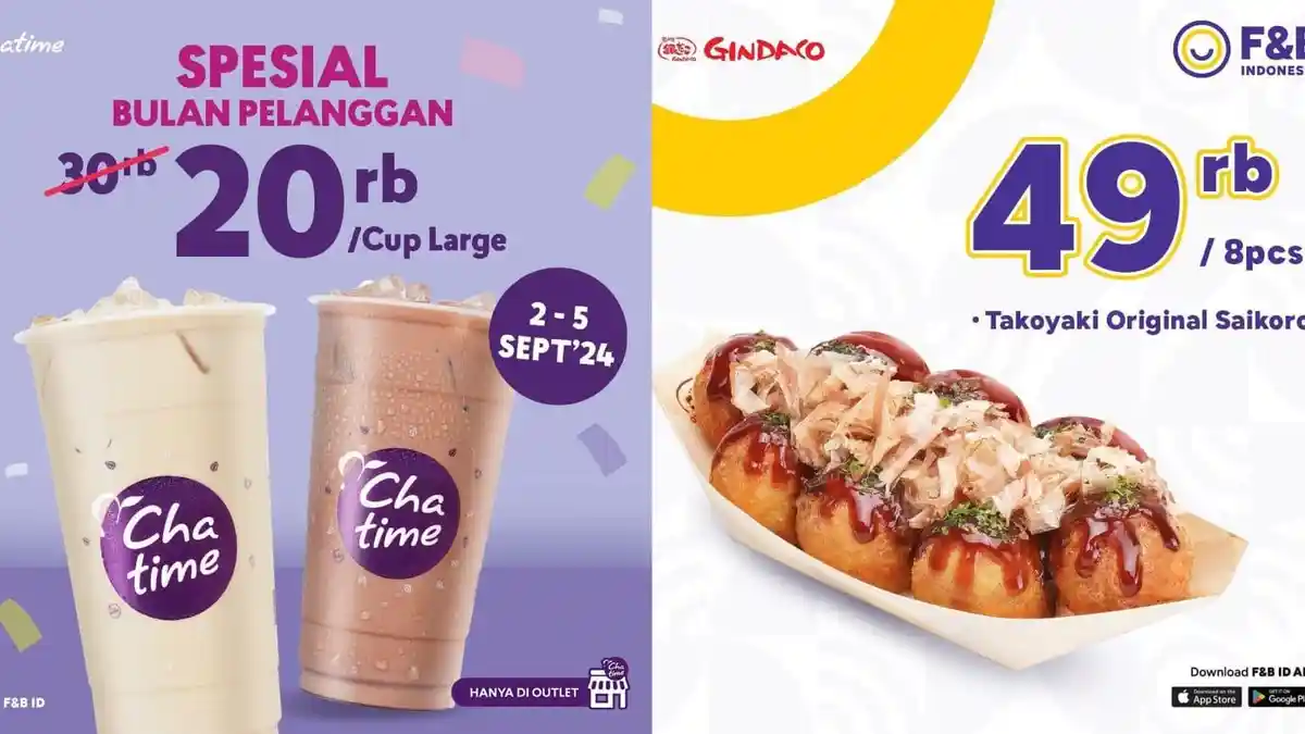 SWEET Promo Chatime 4-5 September 2024, Hazelnut Chocolate Milk Tea Ukuran Large Rp 20 Ribuan