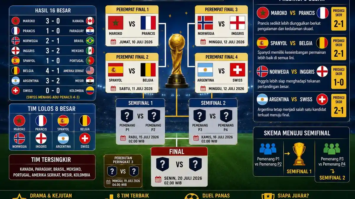 Info 8 Besar Piala Dunia 2026 Terbaru: Jadwal, Prediksi & Skema Bagan ...