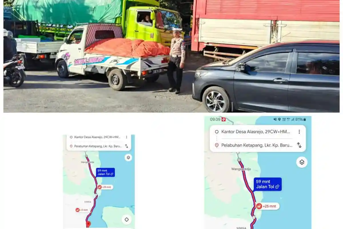 Pantauan Google Maps Kemacetan Jalur Situbondo-Banyuwangi Capai 20 Km