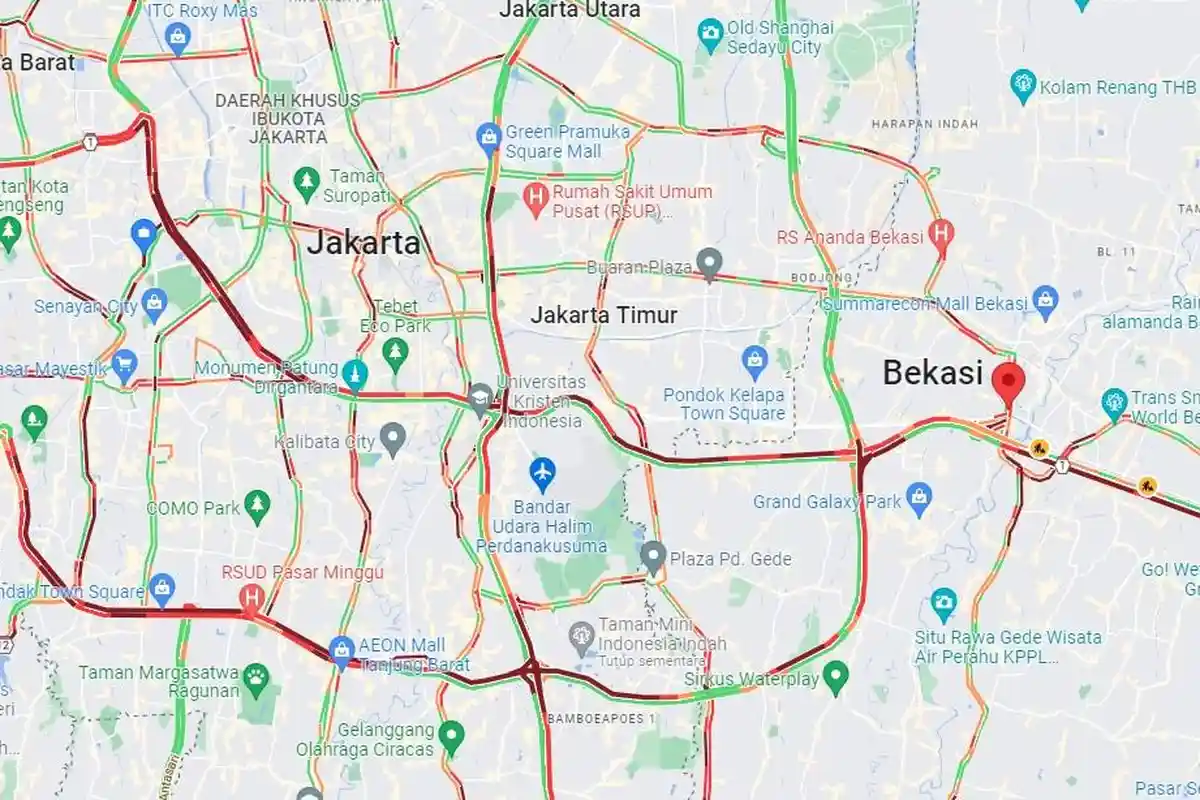 Diguyur Hujan Deras Sejak Siang, Jakarta Kembali Dikepung Macet, Tol Dalam Kota 'Merah Pekat'