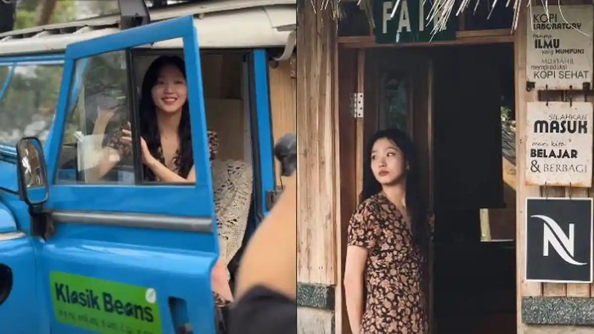 7 Potret Kim Go Eun yang Diduga Syuting Iklan di Garut Jabar, Pemain Drakor Goblin Naik Mobil Jeep!