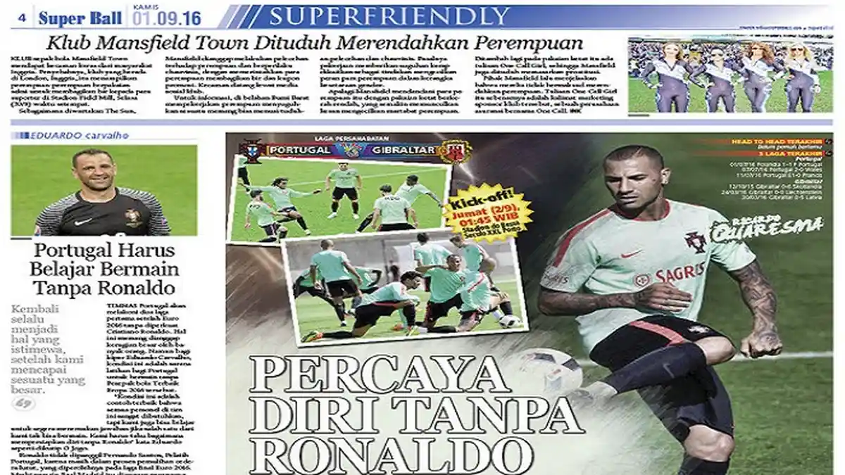 Tanpa Cristiano Ronaldo, Portugal Percaya Diri Hadapi Gibraltar