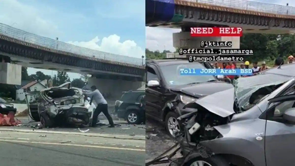 Video dan Foto Kecelakaan Beruntun di Tol BSD Perlihatkan Mobil-mobil Ringsek, Ini Kronologinya