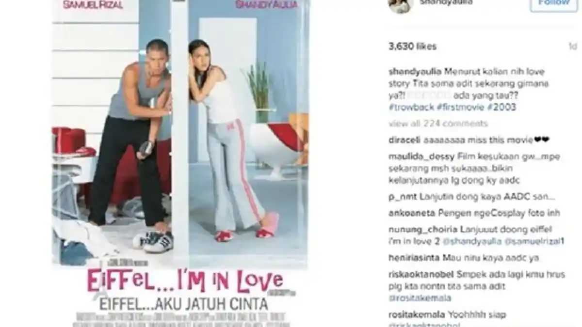 Unggah Poster Film Eiffel I'm in Love, Shandy Aulia Ingin Ada Sekuel Seperti AADC?