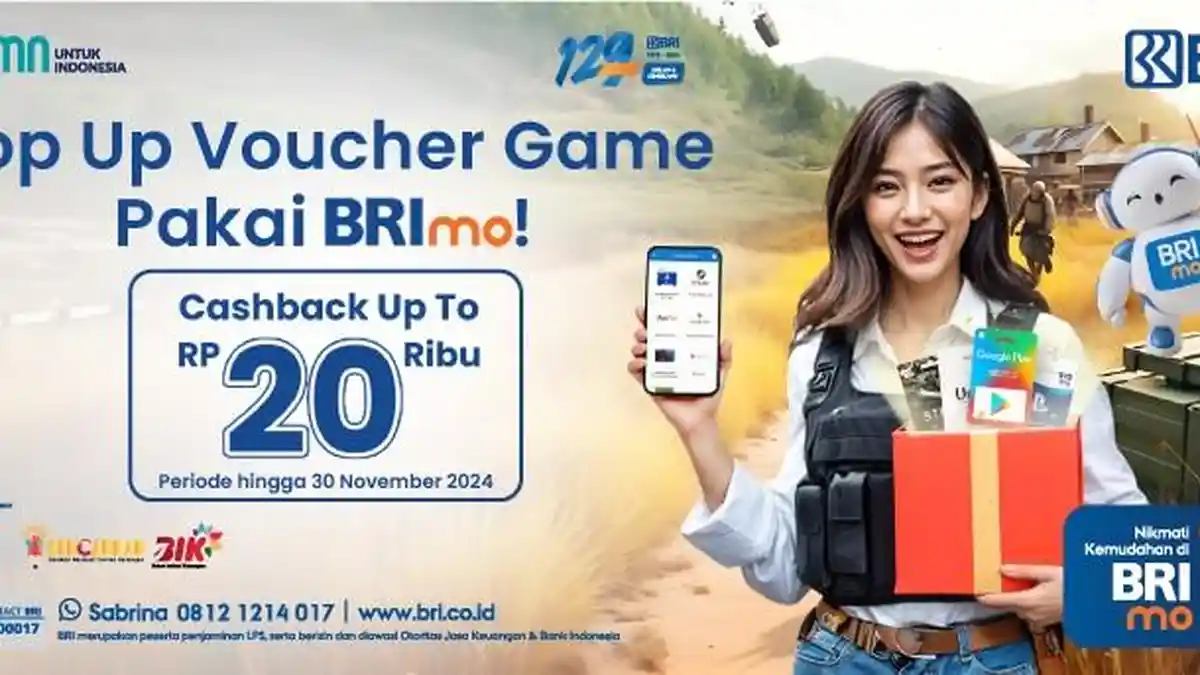Main Game Jadi Lebih Hemat: Cashback 100 Persen untuk Top Up Voucher Game di BRImo!