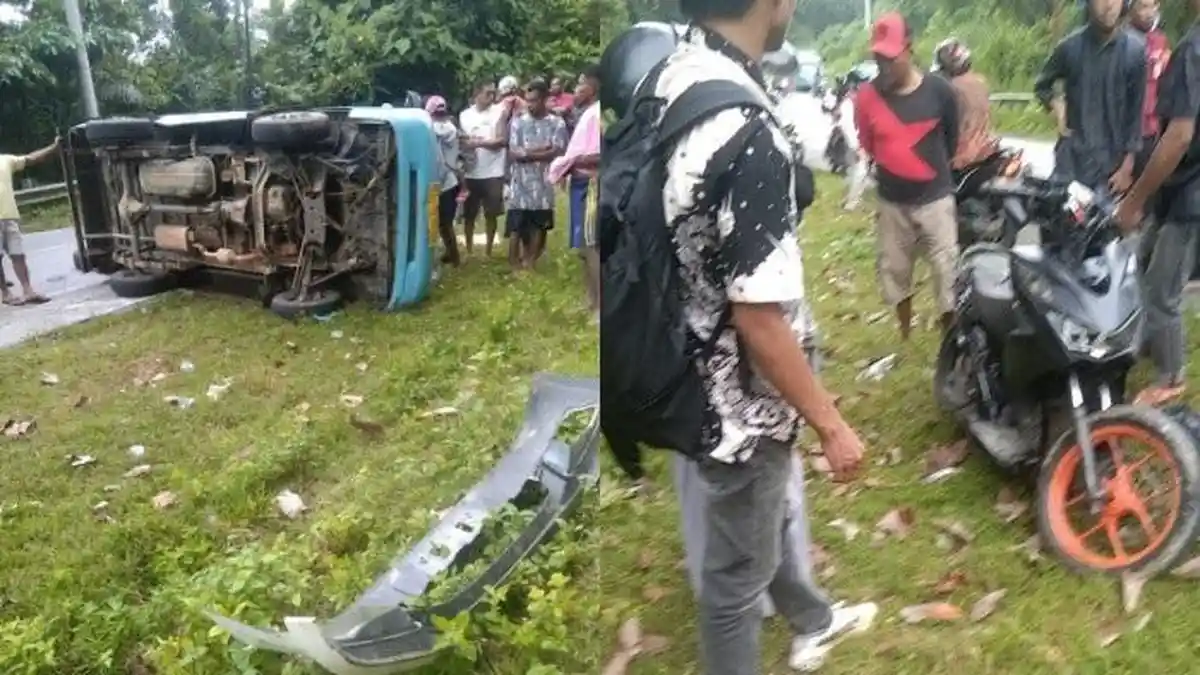 Mikrolet di Muna Sulawesi Tenggara Kecelakaan, Terbalik Usai Dihantam 2 Sepeda Motor