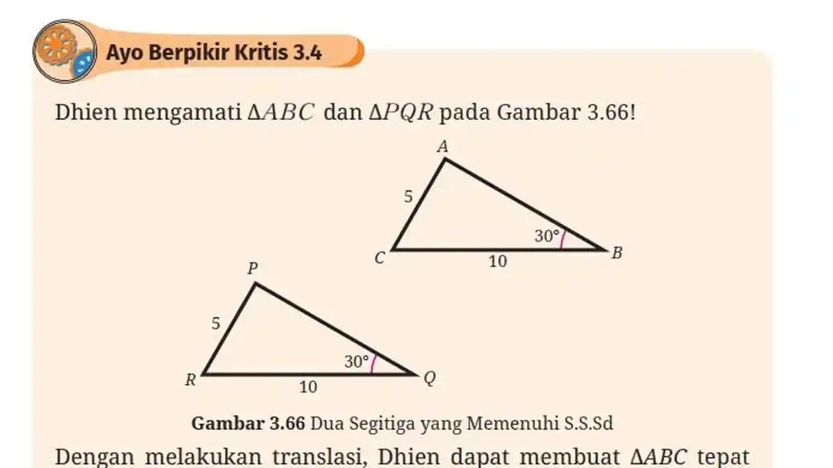 Kunci Jawaban Matematika Kelas 9 Kurikulum Merdeka Halaman 189, Ayo Berpikir Kritis 3.4: Segitiga