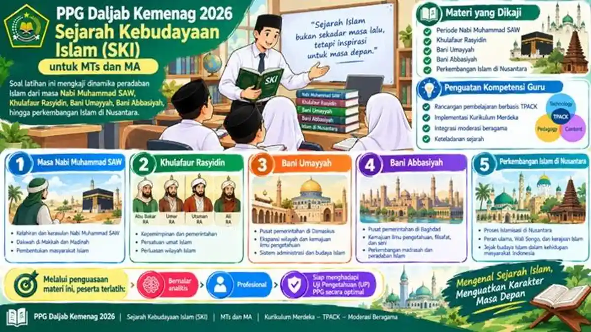 40 Soal PPG Daljab Kemenag 2026 Mapel SKI Jenjang MTs dan MA ...