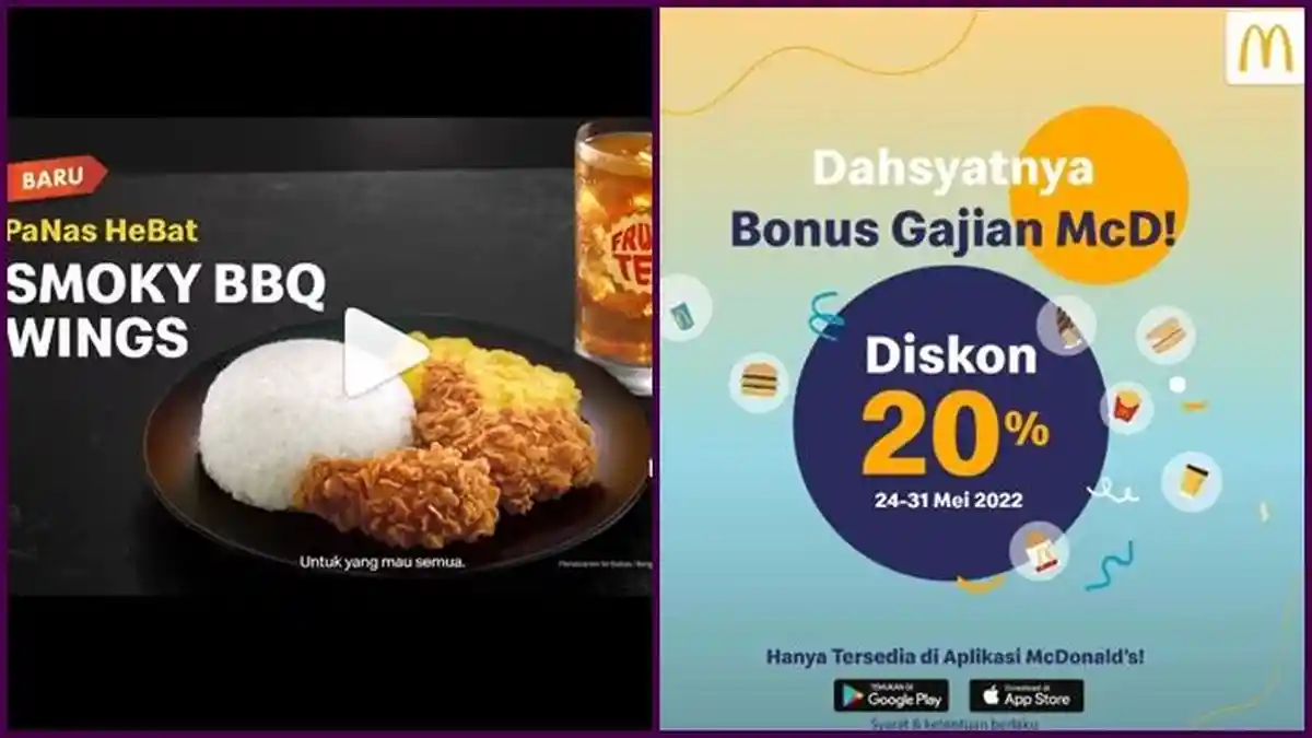 Promo McD Hari ini Rabu 25 Mei 2022, 2 Potong Sayap, Nasi, Minum dan Half Scrambled Egg Rp 26.000