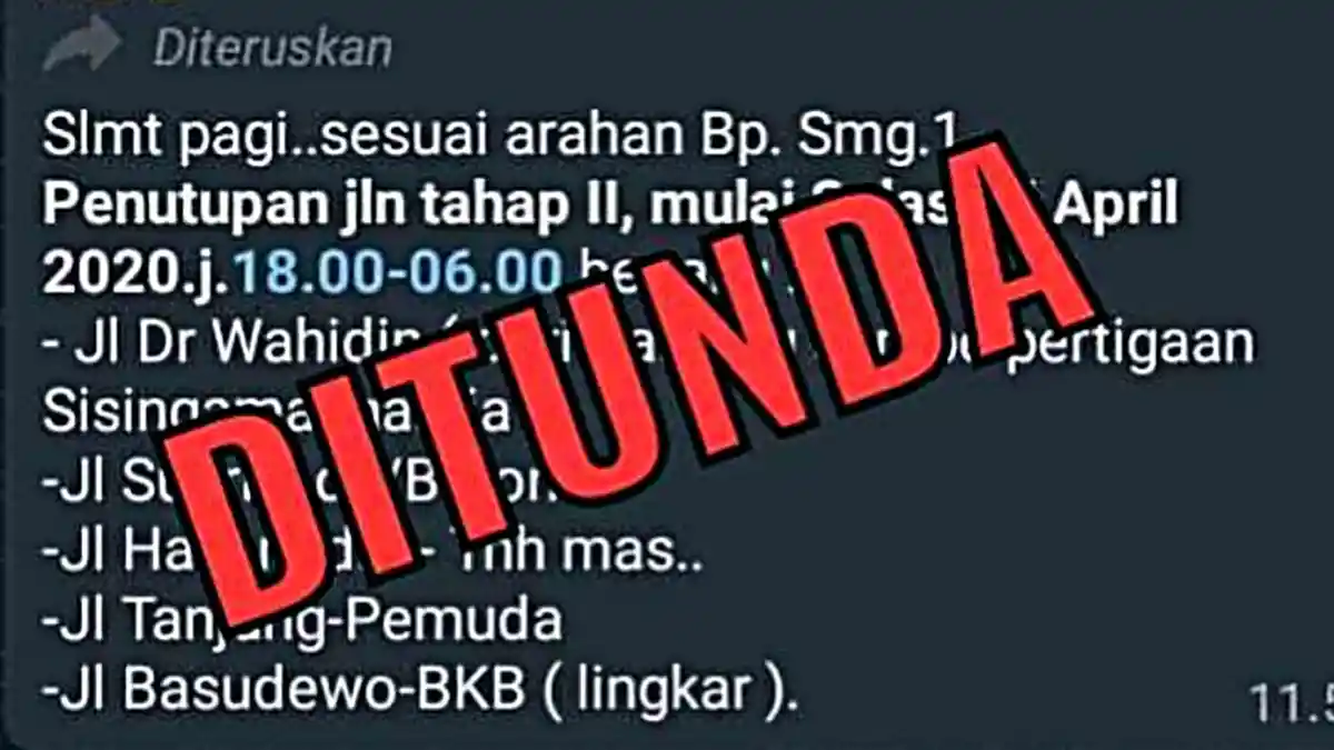 Hari Ini Penutupan Jalan Kota Semarang Tahap II Ditunda, Ini Penjelasan Kepala Dishub