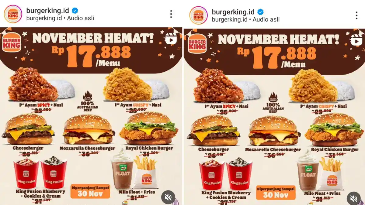 DISKON! Promo Burger King 27-30 November 2023, Nikmati Paket Hemat Serba Rp 17 Ribuan