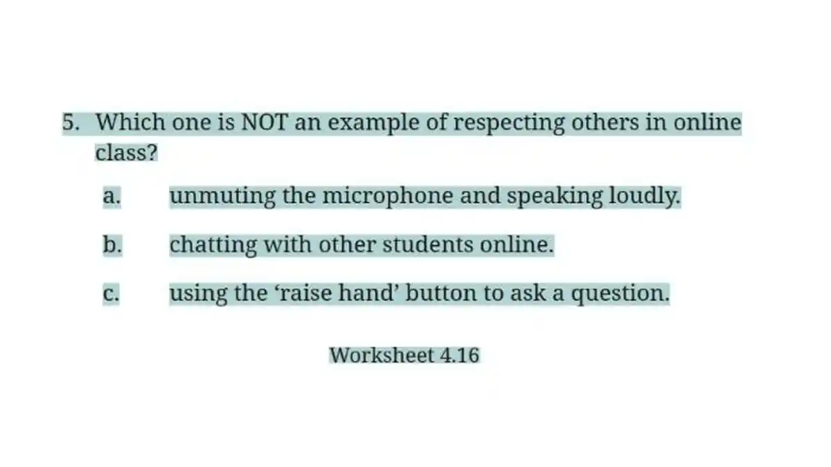 Kunci Jawaban Bahasa Inggris Kelas 7 Halaman 175, Which One is NOT an Example of Respecting Others