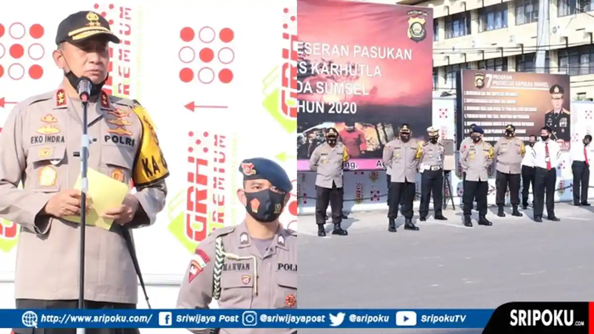 KAPOLDA Sumsel Pimpin Apel Pergeseran Pasukan Satgas Karhutla, Disebar ke 5 Titik Rawan di Sumsel