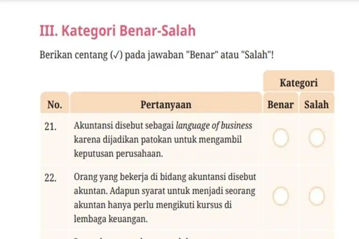 Kunci Jawaban Ekonomi Kelas 12 SMA/MA Halaman 193, Asesmen Kategori Benar-Salah Kurikulum Merdeka