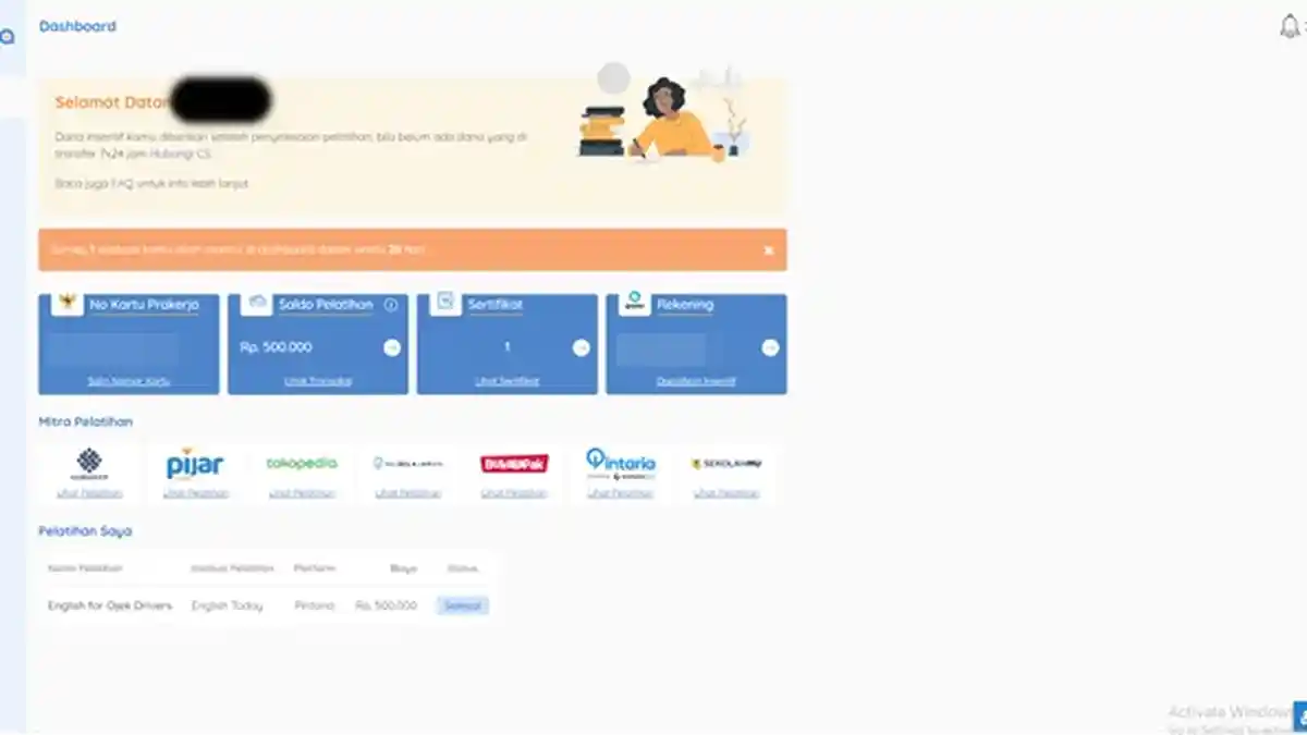 Prakerja Error, Jadwal Insentif Prakerja Tak Muncul di Dashboard, Layar Kosong, Peserta Tak Bisa Cek