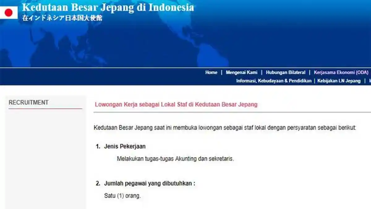 Lowongan Kerja Kedutaan Besar Jepang, Terbuka untuk Lulusan S1