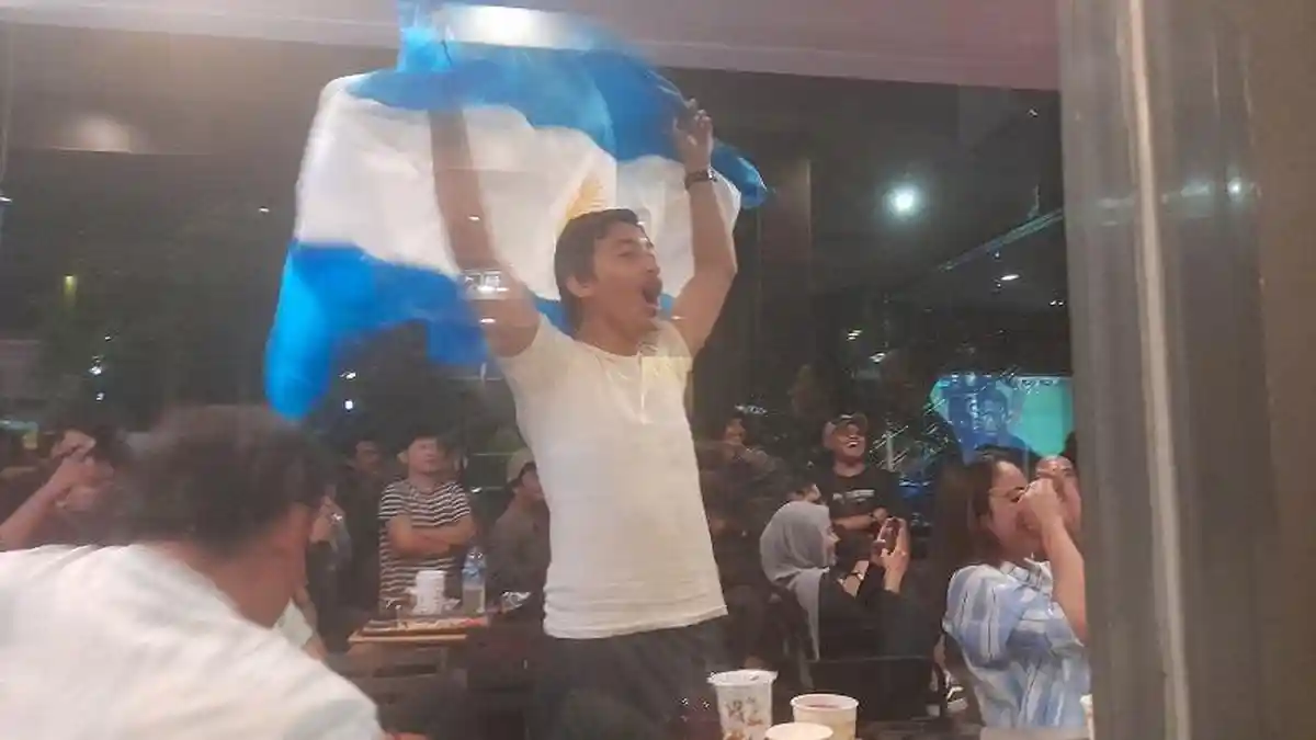 Nobar Final Piala Dunia 2022 di Banten, Sorak Sorai Penonton Sambut Gol Lionel Messi