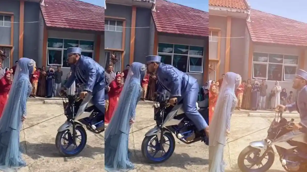 VIRAL, Pria Ini Lakukan Freesytle Kecup Dahi Istri Pakai Motor, Warganet Langsung Nyinyir Begini