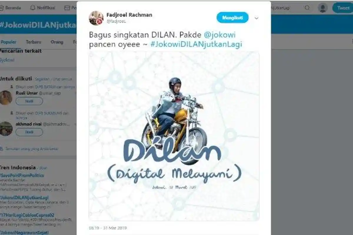 Meme 'Dilan' Versi Jokowi Viral di Twitter, Lihat Kreativitasnya, Disukai Para Netizen