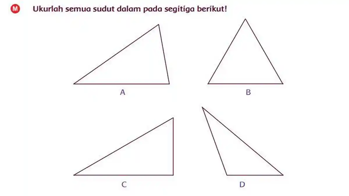 KUNCI Jawaban Kelas 4 SD Tema 1 Halaman 155 156 157 158 159 160 161 162 163: Ukur Sudut Segitiga