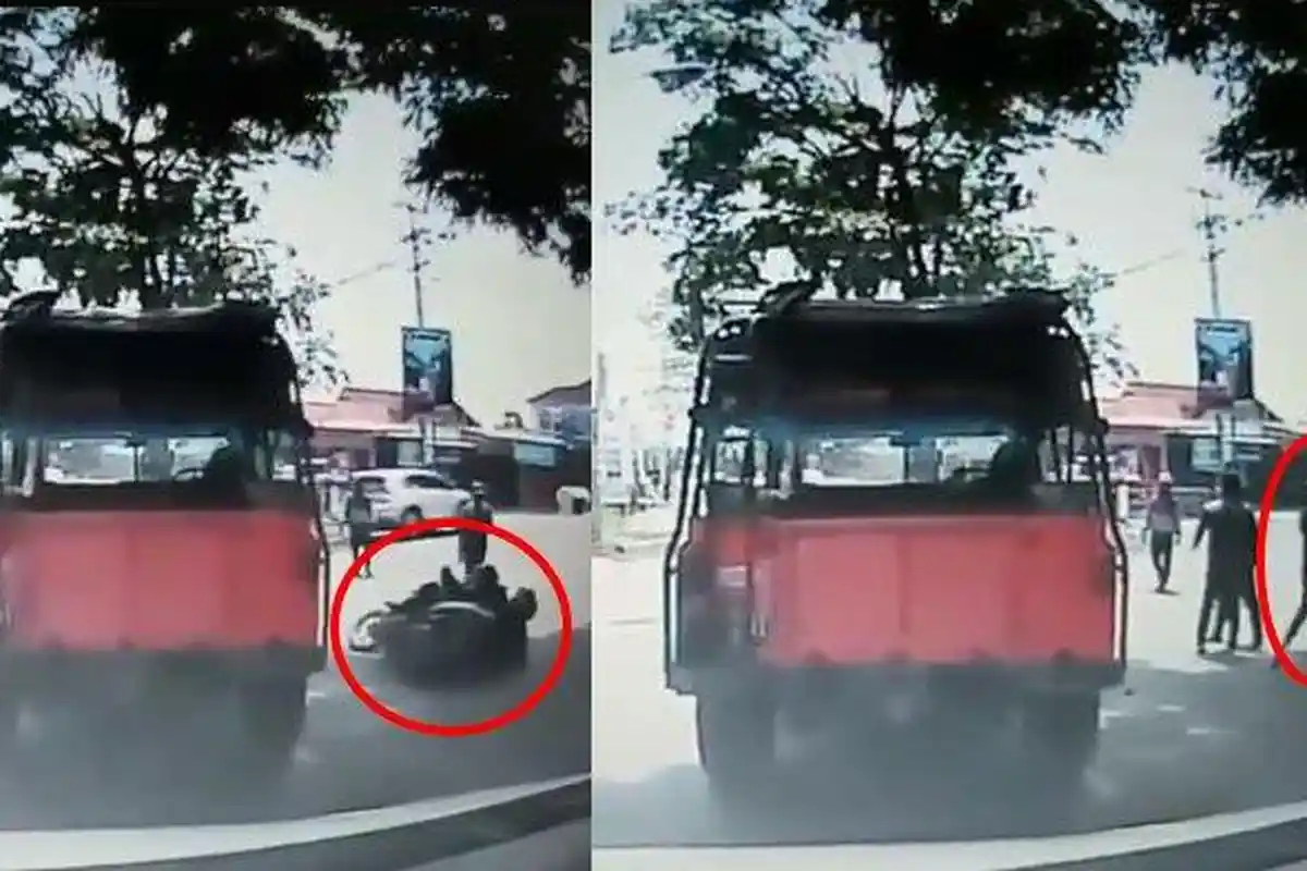 Gugup Dikepung Polantas yang Razia, Pengendara Motor Tabrak Mobil Lalu Kabur, Kekasih Ditinggal