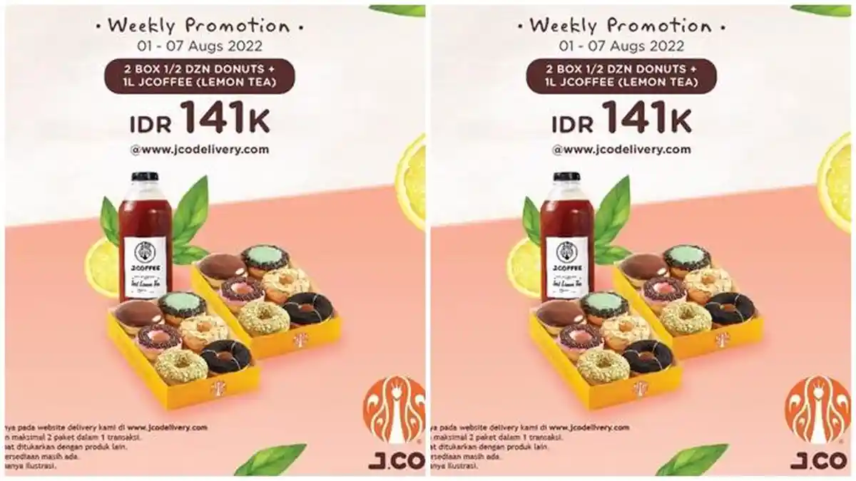 Promo J.CO Hari ini Senin 1 Agustus 2022, Dapatkan 12 Donat dan 1 Liter Lemon Tea Rp 141.000
