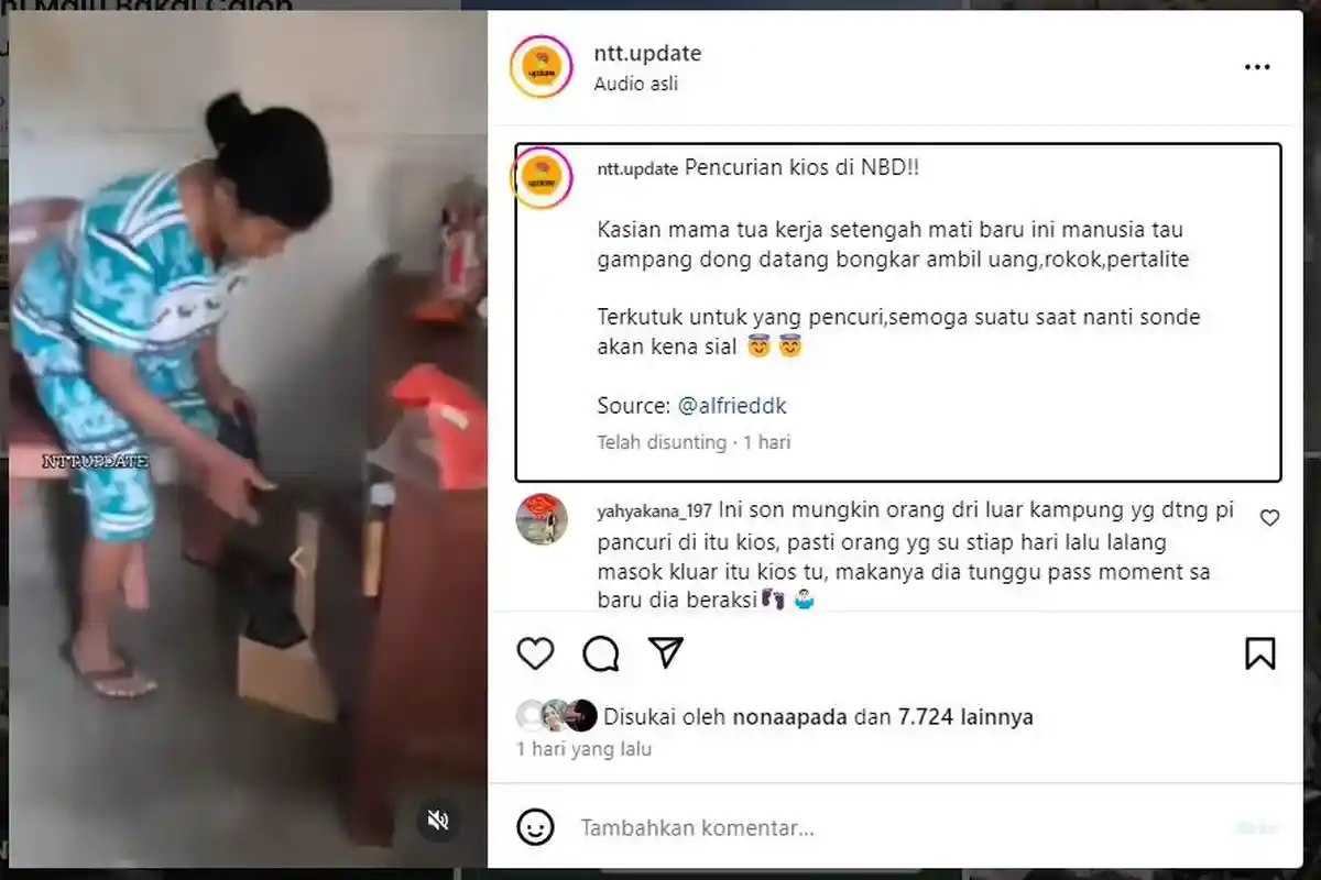 Viral Kios di NBD Kupang Dibobol Maling, Warganet Sarankan pelaku Serahkan Diri