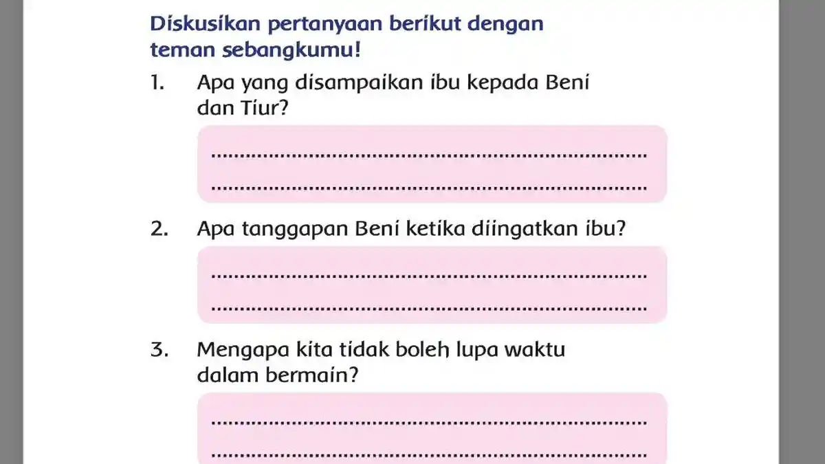 Kunci Jawaban Tema 2 Kelas 2 Halaman 17 Buku Tematik: Percakapan Ibu, Beni, dan Tiur