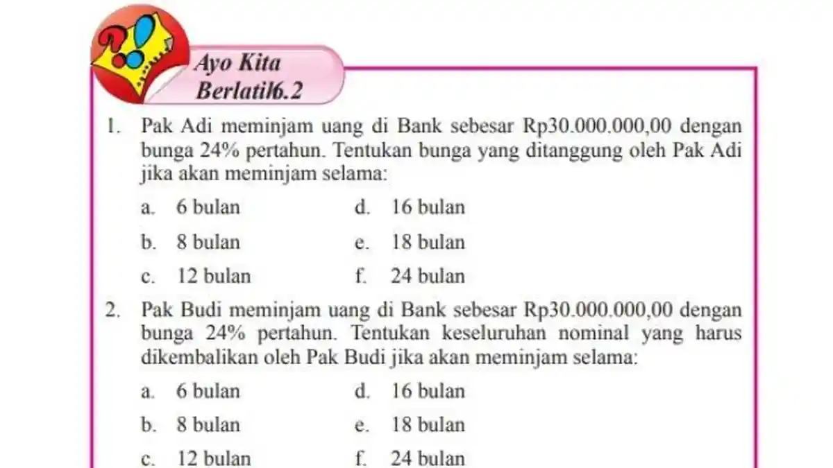 Kunci Jawaban Matematika Kelas 7 SMP Semester 2 Halaman 85 86: Menghitung Bunga Tunggal