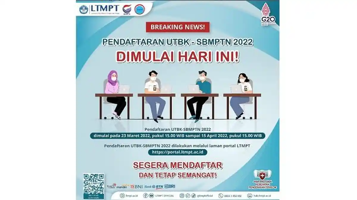 LOGIN portal.ltmpt.ac.id, Pendaftaran UTBK-SBMPTN 2022 Resmi Dibuka