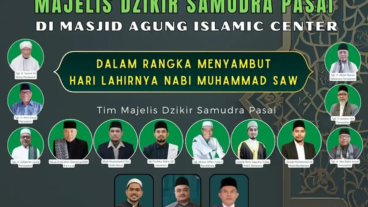 Peringati Maulid, Majelis Dzikir Samudra Pasai Pimpin Zikir di Masjid Islamic Center Lhokseumawe